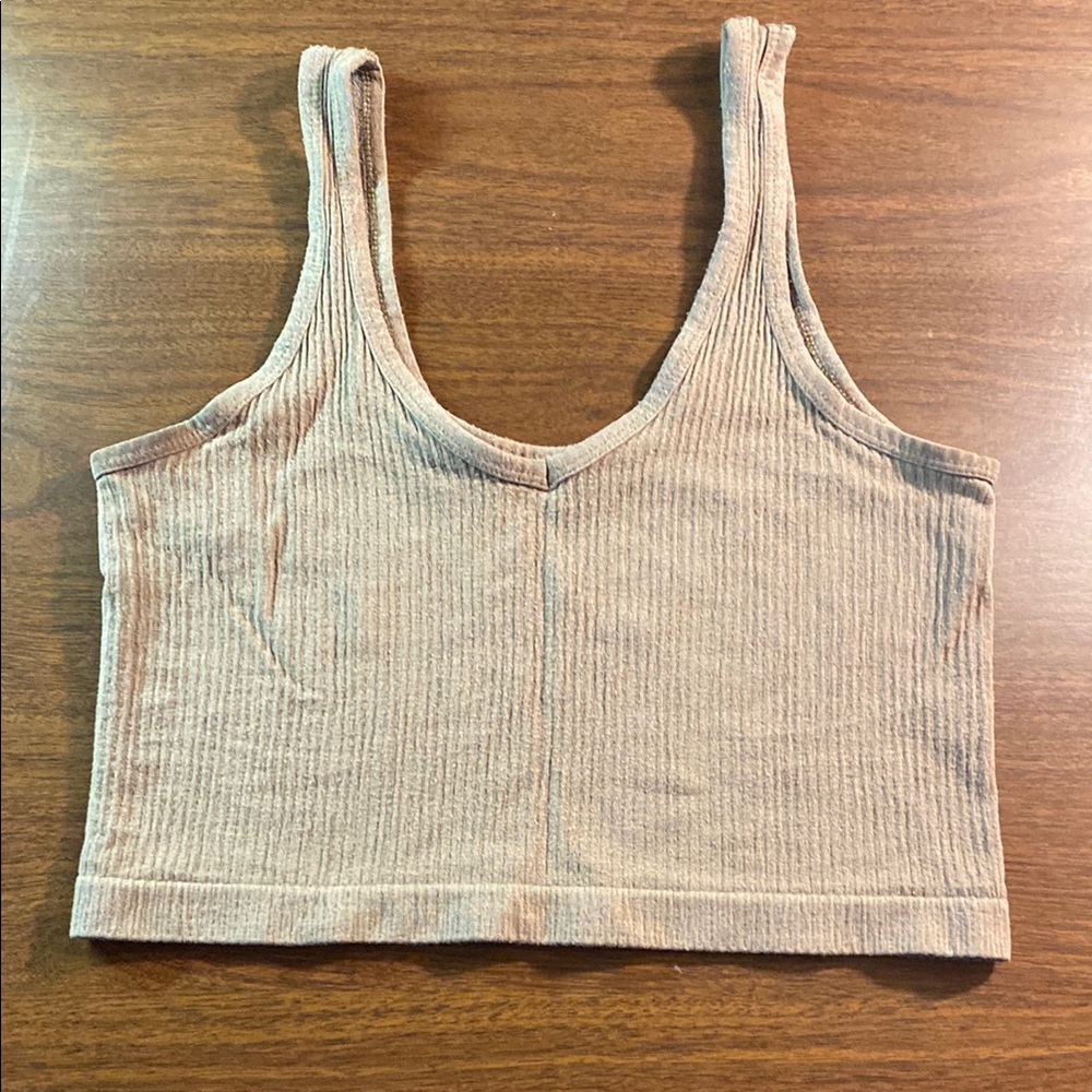 Ribbed khaki Crop Top